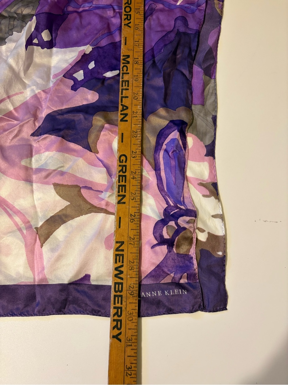 Anne Klein Purple and Pink Floral Silk Scarf with Cream Accents - Picture 1 of 6